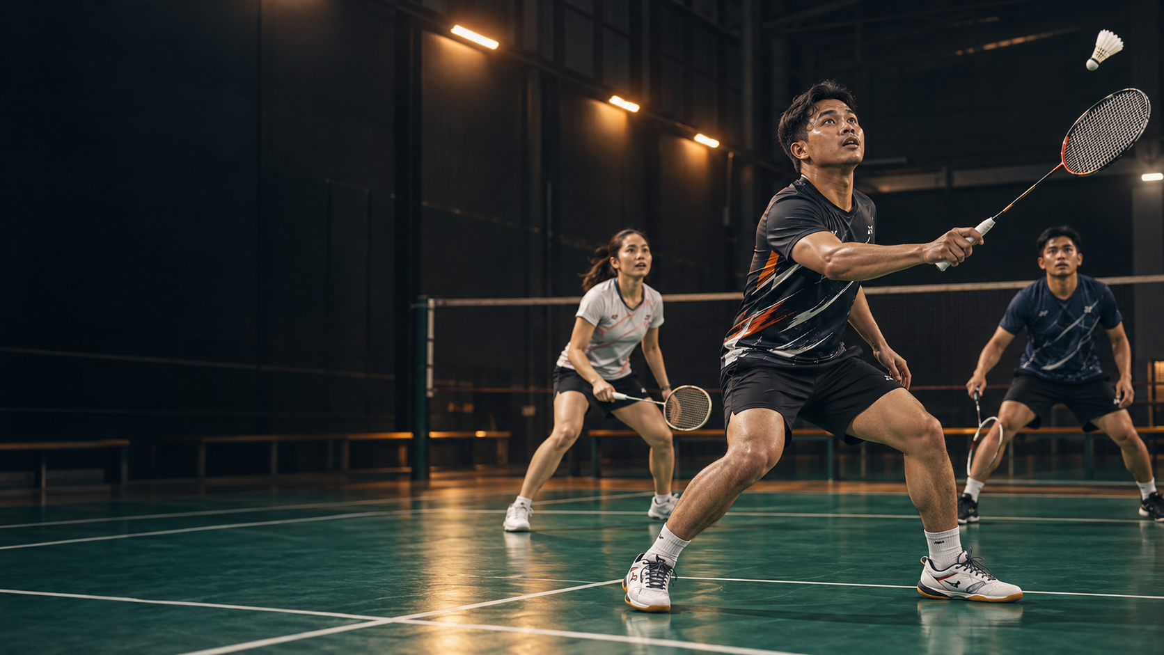 Flight Force members playing badminton